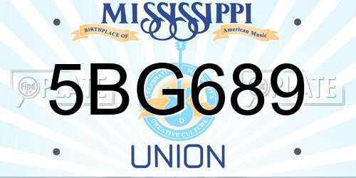5BG689 Mississippi License Plate