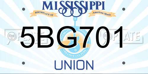 5BG701 Mississippi License Plate