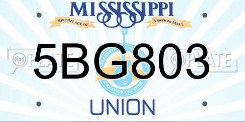 5BG803 Mississippi License Plate