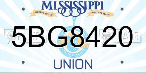5BG8420 Mississippi License Plate