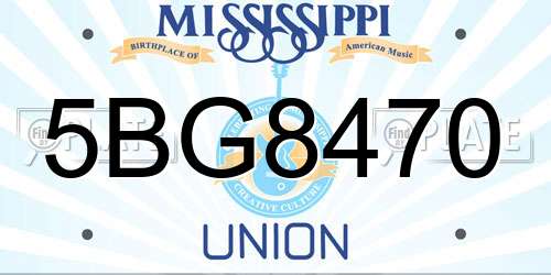 5BG8470 Mississippi License Plate