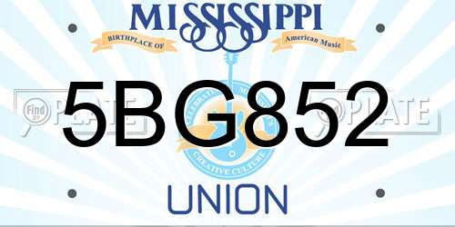 5BG852 Mississippi License Plate