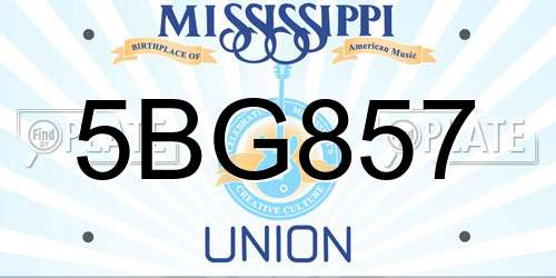5BG857 Mississippi License Plate