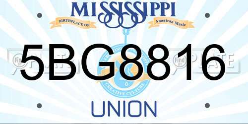 5BG8816 Mississippi License Plate