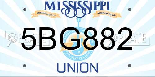5BG882 Mississippi License Plate
