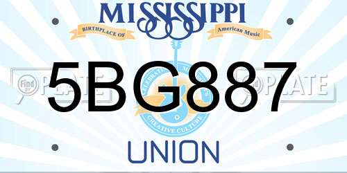 5BG887 Mississippi License Plate