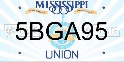 5BGA95 Mississippi License Plate
