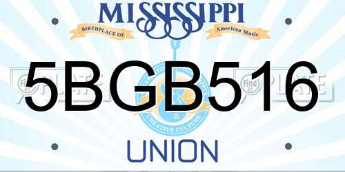 5BGB516 Mississippi License Plate