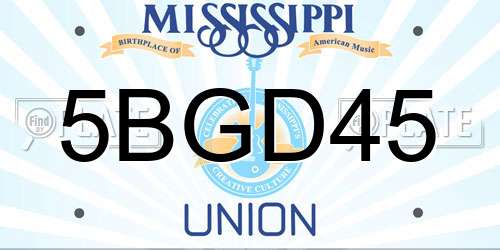 5BGD45 Mississippi License Plate