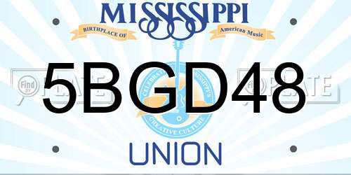 5BGD48 Mississippi License Plate