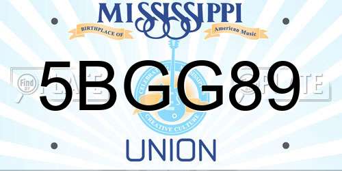 5BGG89 Mississippi License Plate