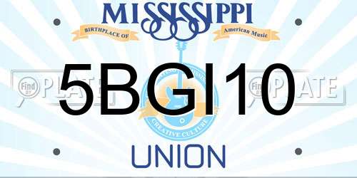 5BGI10 Mississippi License Plate