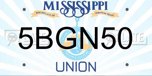 5BGN50 Mississippi License Plate