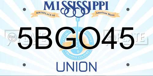 5BGO45 Mississippi License Plate