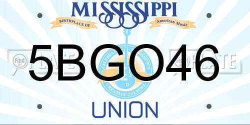 5BGO46 Mississippi License Plate