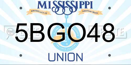 5BGO48 Mississippi License Plate