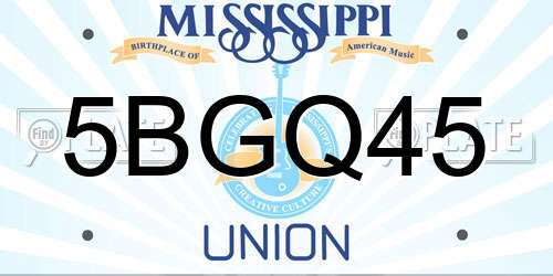 5BGQ45 Mississippi License Plate