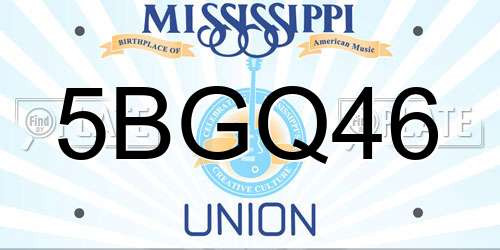 5BGQ46 Mississippi License Plate