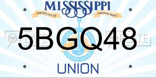 5BGQ48 Mississippi License Plate
