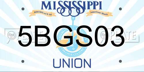 5BGS03 Mississippi License Plate