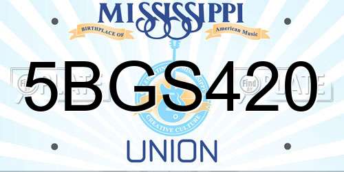 5BGS420 Mississippi License Plate