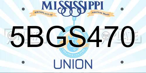 5BGS470 Mississippi License Plate
