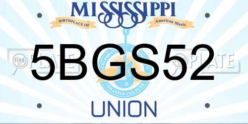 5BGS52 Mississippi License Plate