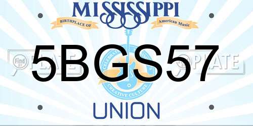 5BGS57 Mississippi License Plate