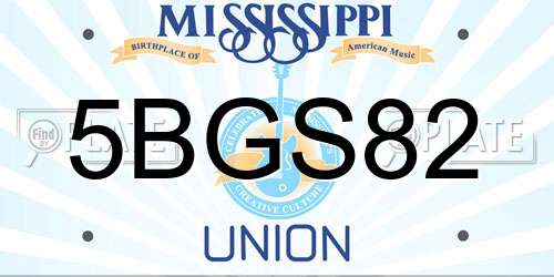 5BGS82 Mississippi License Plate