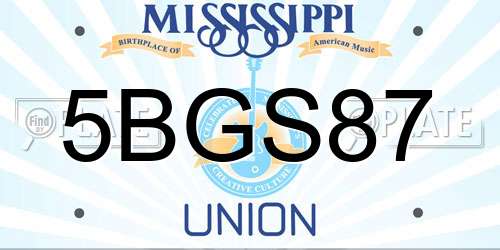 5BGS87 Mississippi License Plate