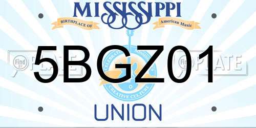 5BGZ01 Mississippi License Plate