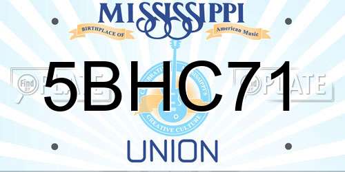 5BHC71 Mississippi License Plate