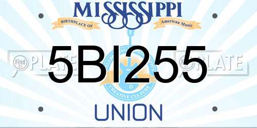 5BI255 Mississippi License Plate
