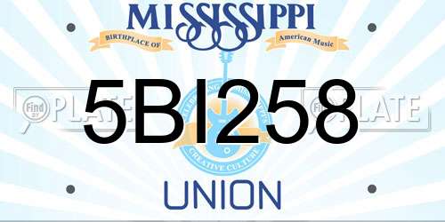 5BI258 Mississippi License Plate