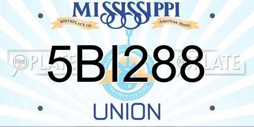 5BI288 Mississippi License Plate