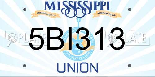 5BI313 Mississippi License Plate