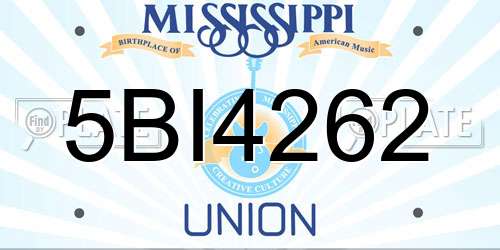 5BI4262 Mississippi License Plate