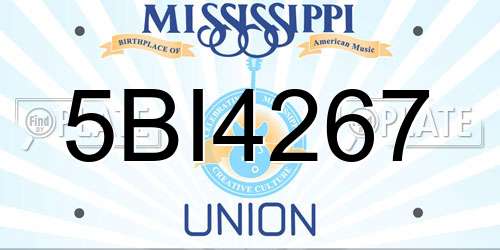 5BI4267 Mississippi License Plate