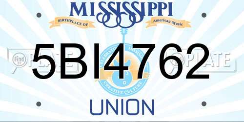 5BI4762 Mississippi License Plate