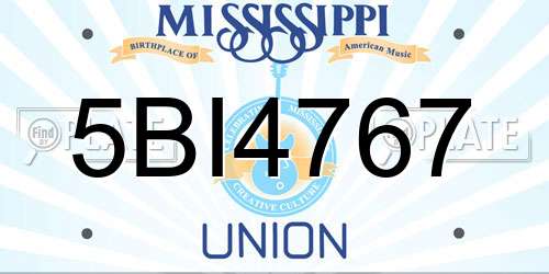 5BI4767 Mississippi License Plate