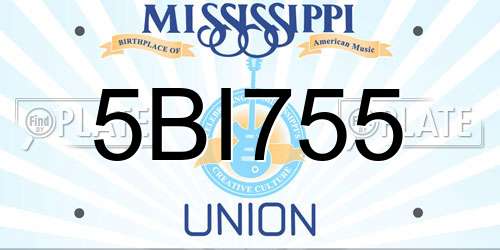 5BI755 Mississippi License Plate