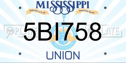 5BI758 Mississippi License Plate