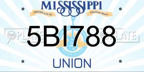 5BI788 Mississippi License Plate