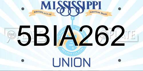 5BIA262 Mississippi License Plate