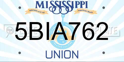 5BIA762 Mississippi License Plate