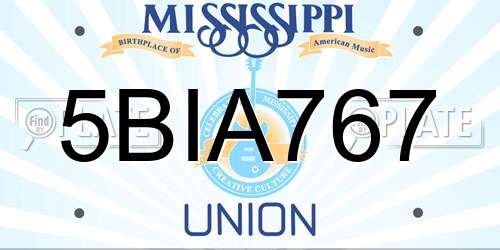 5BIA767 Mississippi License Plate
