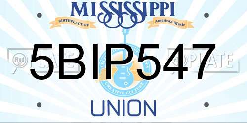 5BIP547 Mississippi License Plate
