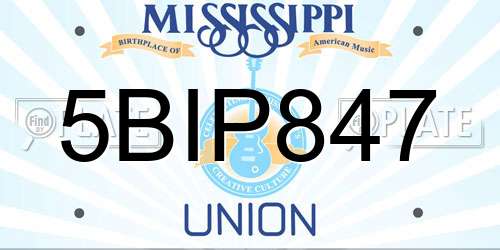 5BIP847 Mississippi License Plate