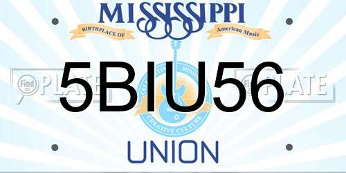 5BIU56 Mississippi License Plate