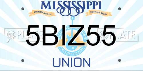 5BIZ55 Mississippi License Plate
